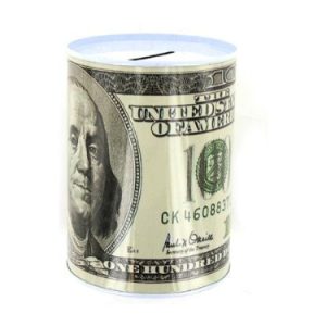 100 Dollar Bill Tin Money Bank