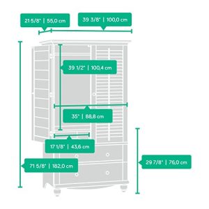 Sauder Harbor View Armoire, For TV's up to 32", Antiqued White Finish