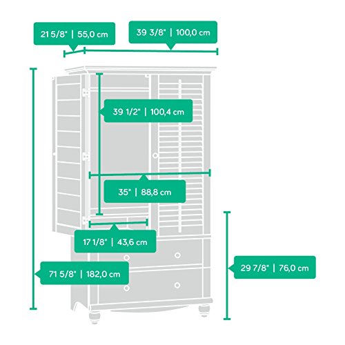 Sauder Harbor View Armoire, For TV's up to 32", Antiqued White Finish