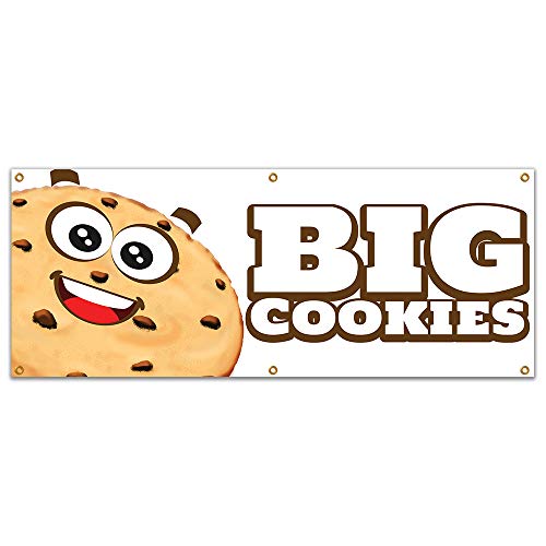 SignMission Big Cookies 72" Banner Concession Stand Food Truck Single Sided, Size: 24" X 72"