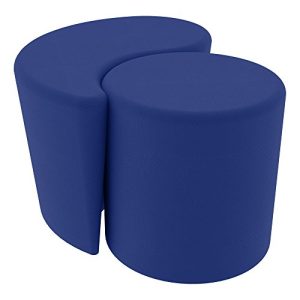 Shapes Structured Vinyl Soft Seating with Durable Frame- Round Cylinder Stool 18"H- Blue