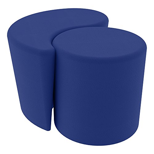 Shapes Structured Vinyl Soft Seating with Durable Frame- Round Cylinder Stool 18"H- Blue