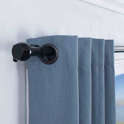 Decopolitan 1" Knob Curtain Rod Set, 18 to 36 Inches, Black