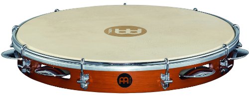 Meinl Percussion 12" Pandeiro with Traditional Wood Frame and Chrome Plated Steel Jingles - NOT MADE IN CHINA - Tunable Goat Skin Head, 2-YEAR WARRANTY, Brown (PA12CN-M)