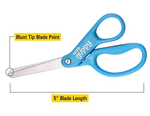 Stanley Guppy 5-Inch Blunt Tip Kids Scissors, 8-Pack, Assorted Colors (SCI5BT-8PK)