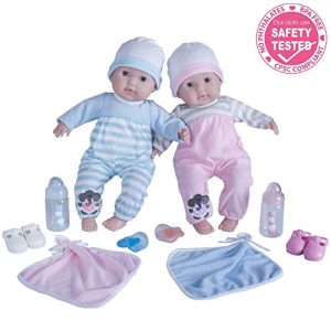 Berenguer Boutique 30050 TWINS- 15” Soft Body Baby Dolls - 12 Piece Gift Set with Open/Close Eyes- Perfect for Children 2+