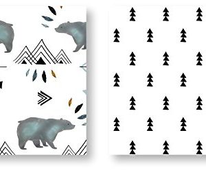 Sweet Jojo Designs 4-Piece Bear Mountain Watercolor Boy Twin Kid Childrens Bedding Comforter Set s