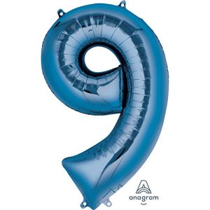 Anagram 28297 Number 9 Blue Foil Balloon, 34"
