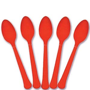 Amscan 8001.40 Plastic Spoons Party Supplies, One Size, Red