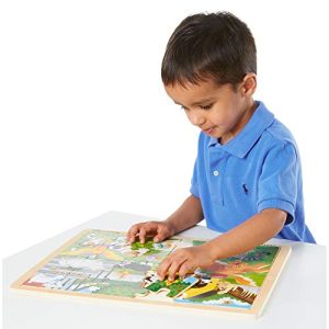 Melissa & Doug Wooden Jigsaw Puzzle arm, Construction, Pets Puzzle (24 Piece)