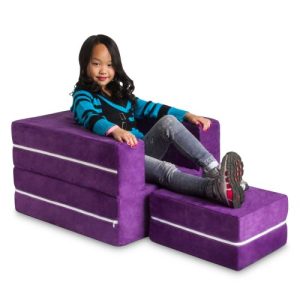 Jaxx Zipline Modular Kids Chair & Ottoman/Fold-Out Lounger, Lime