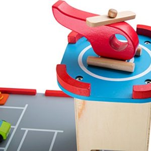 Small Foot Wooden Toys Parking Garage Playset, with 3 Floors, an Elevator & Helicopter Landing Pad & More Designed for Ages 3+