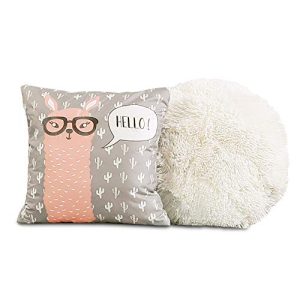 Lush Decor Llama Striped Quilt Reversible 4 Piece Kids Bedding Set, Twin, Pink and Turquoise