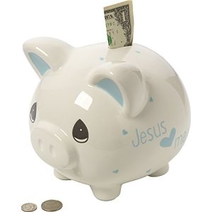 Precious Moments, Jesus Loves Me, Ceramic Piggy Bank, Boy, 164461