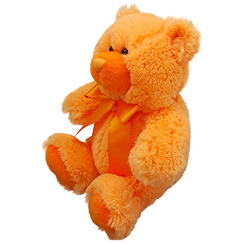 Anico Plush Teddy Bear, Stuffed Animal, Bright Orange, 8 Inches Tall