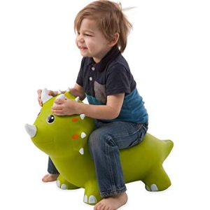 HearthSong Animal Jump-Along - Green Triceratops - 23" L X 8" W X 16" H