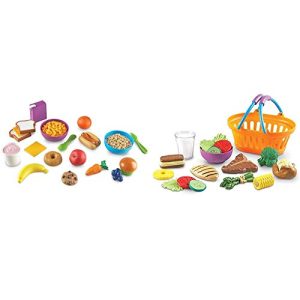 Learning Resources New Sprouts Munch It! Pretend Play Food, 20 Pieces, Ages 18 mos+ & New Sprouts Dinner Foods Basket, Pretend Play Food, 18 Pieces, Ages 18 mos+