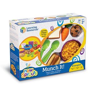 Learning Resources New Sprouts Munch It! Pretend Play Food, 20 Pieces, Ages 18 mos+ & New Sprouts Dinner Foods Basket, Pretend Play Food, 18 Pieces, Ages 18 mos+