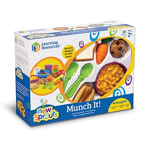 Learning Resources New Sprouts Munch It! Pretend Play Food, 20 Pieces, Ages 18 mos+ & New Sprouts Dinner Foods Basket, Pretend Play Food, 18 Pieces, Ages 18 mos+