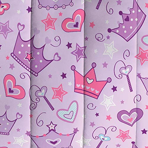 Dream Factory Purple Princess Hearts And Crowns Girls Comforter Set, Multi, Full
