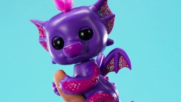 Fingerlings - Glitter Dragon - Kaylin (Purple with Pink) - Interactive Baby Collectible Pet - By WowWee