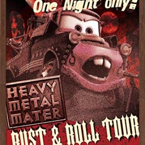 Trends International Disney Pixar Cars Toons - Heavy Metal Mater Wall Poster, 14.725" x 22.375", Mahogany Framed Version