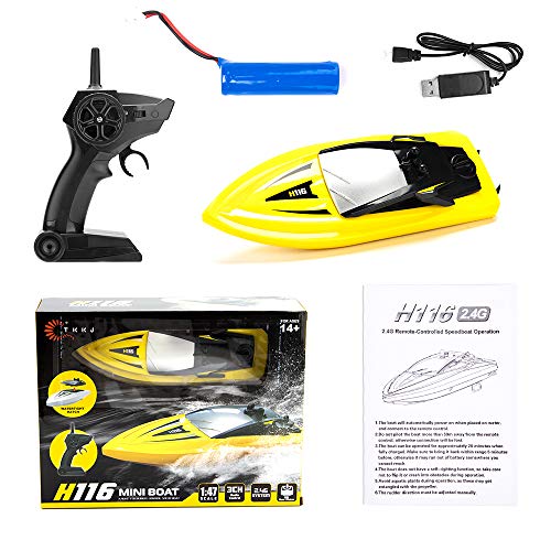RC Boat Remote Control Boats for Pools and Lakes, ROTOBAND H116 14km/h Self Righting High Speed Boat Toys for Kids Adults Boys Girls（Yellow）
