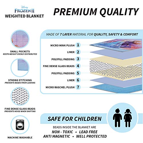Franco Bedding Super Soft Plush Kids Weighted Blanket with Bonus Door Knob Pillow, 36" x 48” 4.5lbs, Disney Frozen 2