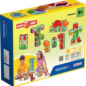 Geomag Magicube Dinosaurs, 7 Magnetic Cubes for Creative Play, Kids Ages 3+, Educational Construction Toys Set