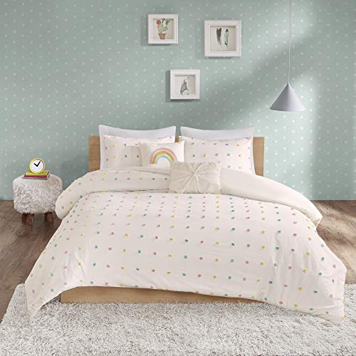 Urban Habitat Kids Callie Comforter Reversible 100% Cotton Jacquard Weave Colorful Poms Dots Soft Overfilled Down Alternative Hypoallergenic All Season Bedding-Set, Twin, Multi