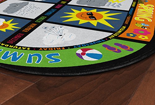 Flagship Carpets FE132-45A Weather Today Rug, See Rain and Sunshine No Matter What's Going on Outside, Children's Classroom Educational Carpet, 7'6" x 12', 90" Length, 144" Width, Multi-Color