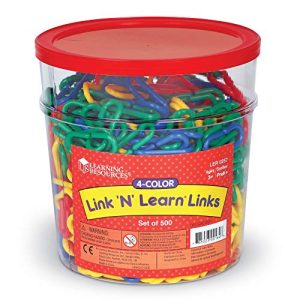 Learning Resources Link 'N' Learn Links, Bucket of 500 Assorted Color Links, Ages 3+