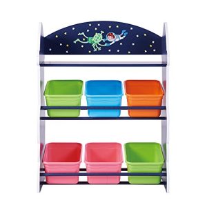 Fantasy Fields - Outer Space Kids' Toy Organizer with 6 Storage Bins, Blue