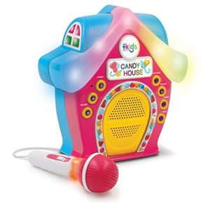Singing Machine Kids Candy House Portable Bluetooth Sing-Along Speaker with LED Lit Microphone and Rooftop (SMK470)