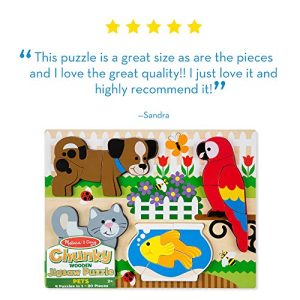 Melissa & Doug Pets Wooden Chunky Jigsaw Puzzle - Dog, Cat, Bird, and Fish (20 pcs)