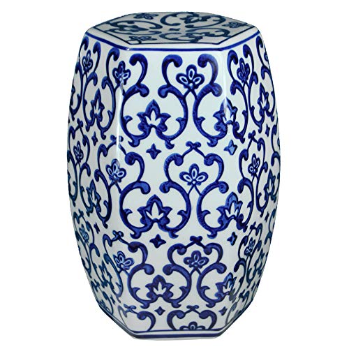 Essential Décor & Beyond Stool, Blue and White