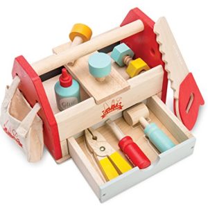 Le Toy Van Tool Box 12Piece Set Premium Wooden Toys for Kids Ages 3 Years & Up, Multi