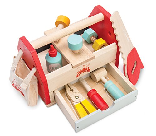Le Toy Van Tool Box 12Piece Set Premium Wooden Toys for Kids Ages 3 Years & Up, Multi