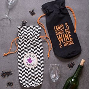DII 100% Cotton 6x14x4 Wine Halloween Holiday Set/2-All, Hallows Eve Bags