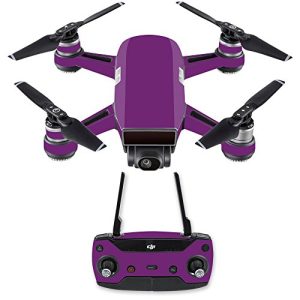 MightySkins Skin Compatible with DJI Spark Drone & Controller - Solid Purple | Protective, Durable, and Unique Vinyl Decal wrap Cover | Easy to Apply, Remove, and Change Styles | Made in The USA