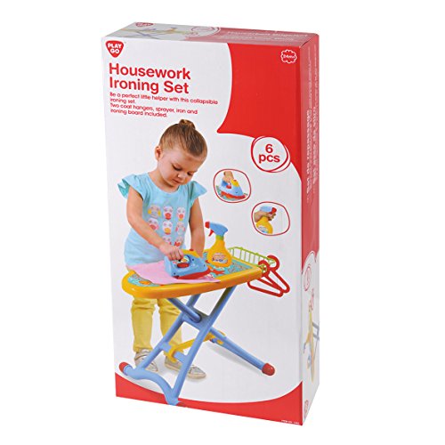 PlayGo Housework Ironing Children Kid's Toy Clothing Iron Board Playset 6Piece - Clothes Iron, Ironing Board, & Accessories