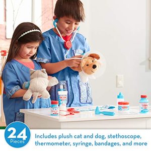 Melissa & Doug Examine & Treat Pet Vet Play Set - The Original (Kids Toy Best for 3, 4, 5 Year Olds and Up) & Veterinarian Role-Play Costume Set, Machine-Washable, 17.5” H x 24” W x 0.75” L