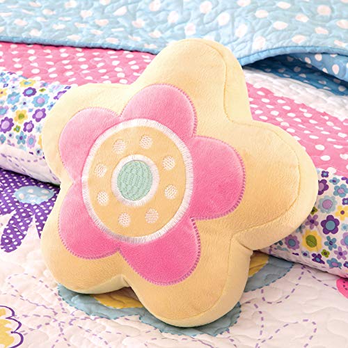 Mi Zone Kids Crazy Daisy Twin Bedding For Girls Quilt Set - Sky Blue, Pink , Flowers, Butterfly – 3 Piece Kids Girls Quilts – Ultra Soft Microfiber Quilt Sets Coverlet