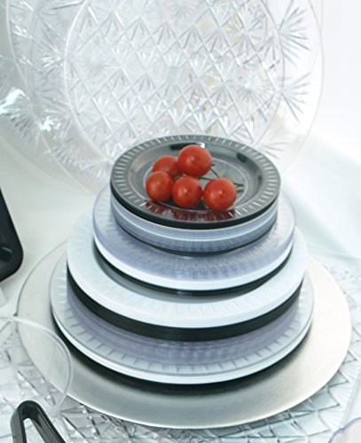 Party Essentials Elegance Quality Hard Plastic 6-Inch Round Party/Dessert Plates, Black, 24 Count