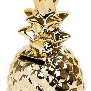 CTG Cute Ceramic Pineapple Money Bank, 3.5 x 6.5 inches, Gold