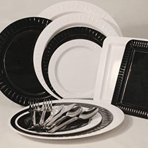 Party Essentials Elegance Quality Hard Plastic 6-Inch Round Party/Dessert Plates, Black, 24 Count