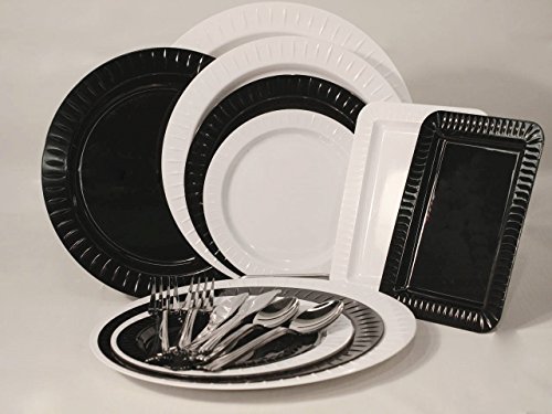 Party Essentials Elegance Quality Hard Plastic 6-Inch Round Party/Dessert Plates, Black, 24 Count