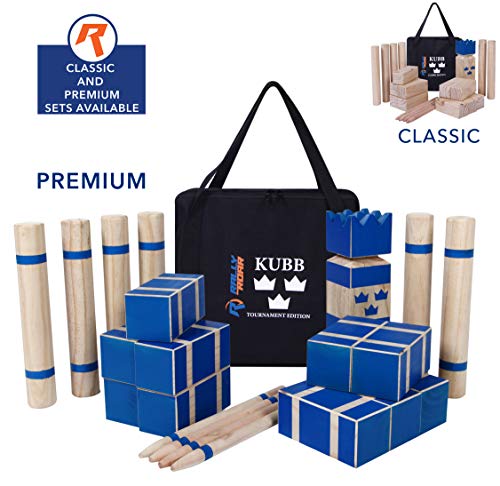 Kubb Premium Set Yard Game Set for Adults, Families - Fun, Interactive Outdoor Family Games - Durable Wood Blocks with Travel Bag - Clean, Games for Outside, Lawn, Bars, Backyards