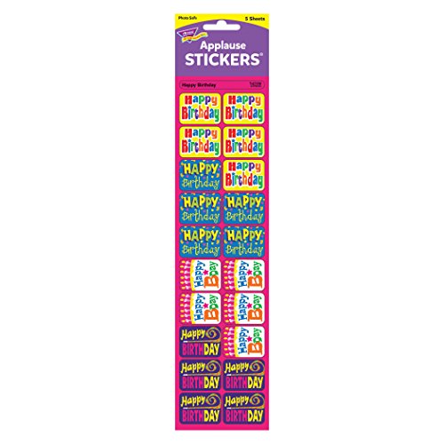 Trend Enterprises Applause Stickers, Happy Birthday, 4 Designs, Pack of 100