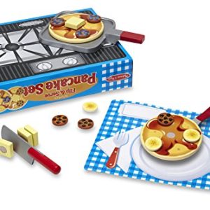 Melissa & Doug Flip and Serve Pancake Set (19 pcs) - Wooden Breakfast Play Food